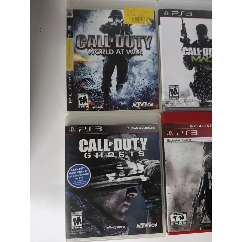 Lot Of 7 COD MW3 WORLD AT‎ WAR GHOSTS Black Ops 1&2 Adv War MEDAL OF HONOR PS3